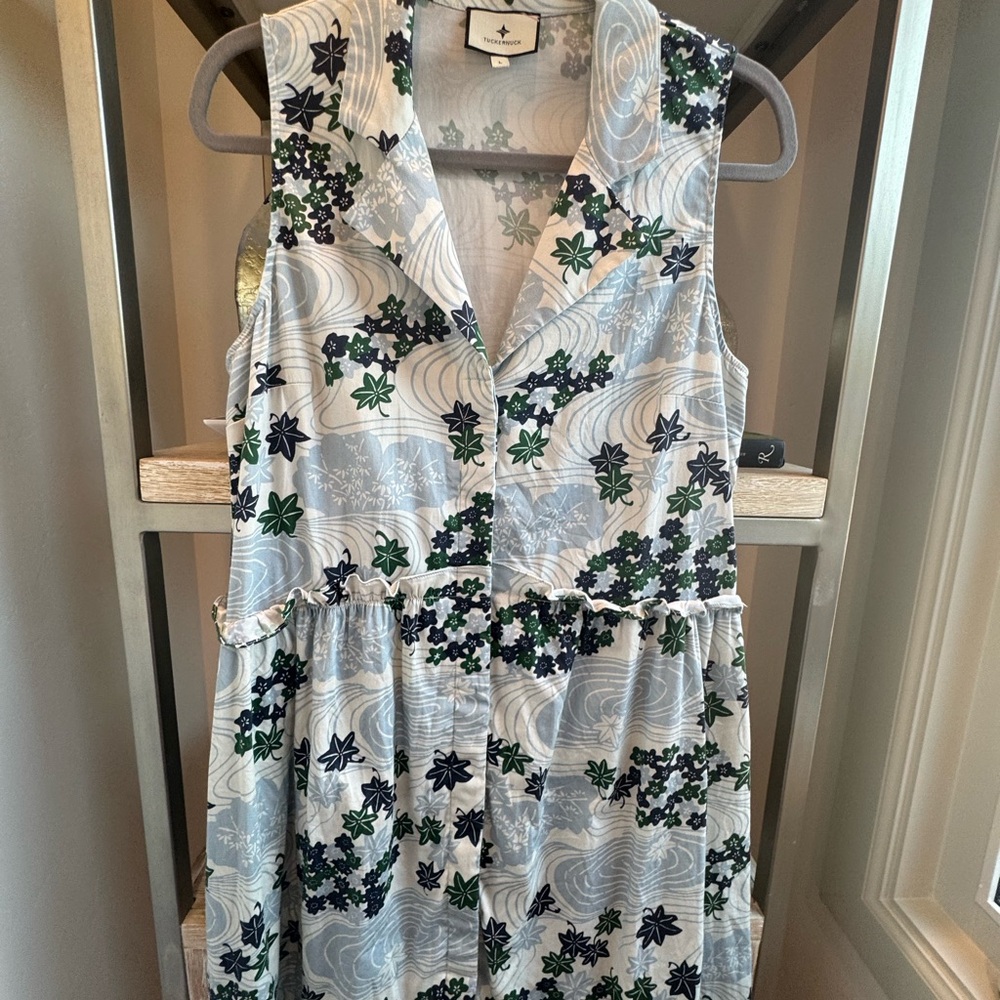 Tuckernuck Blue and Green Floral Midi Dress